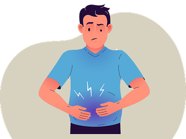 Man appearing to have digestive discomfort