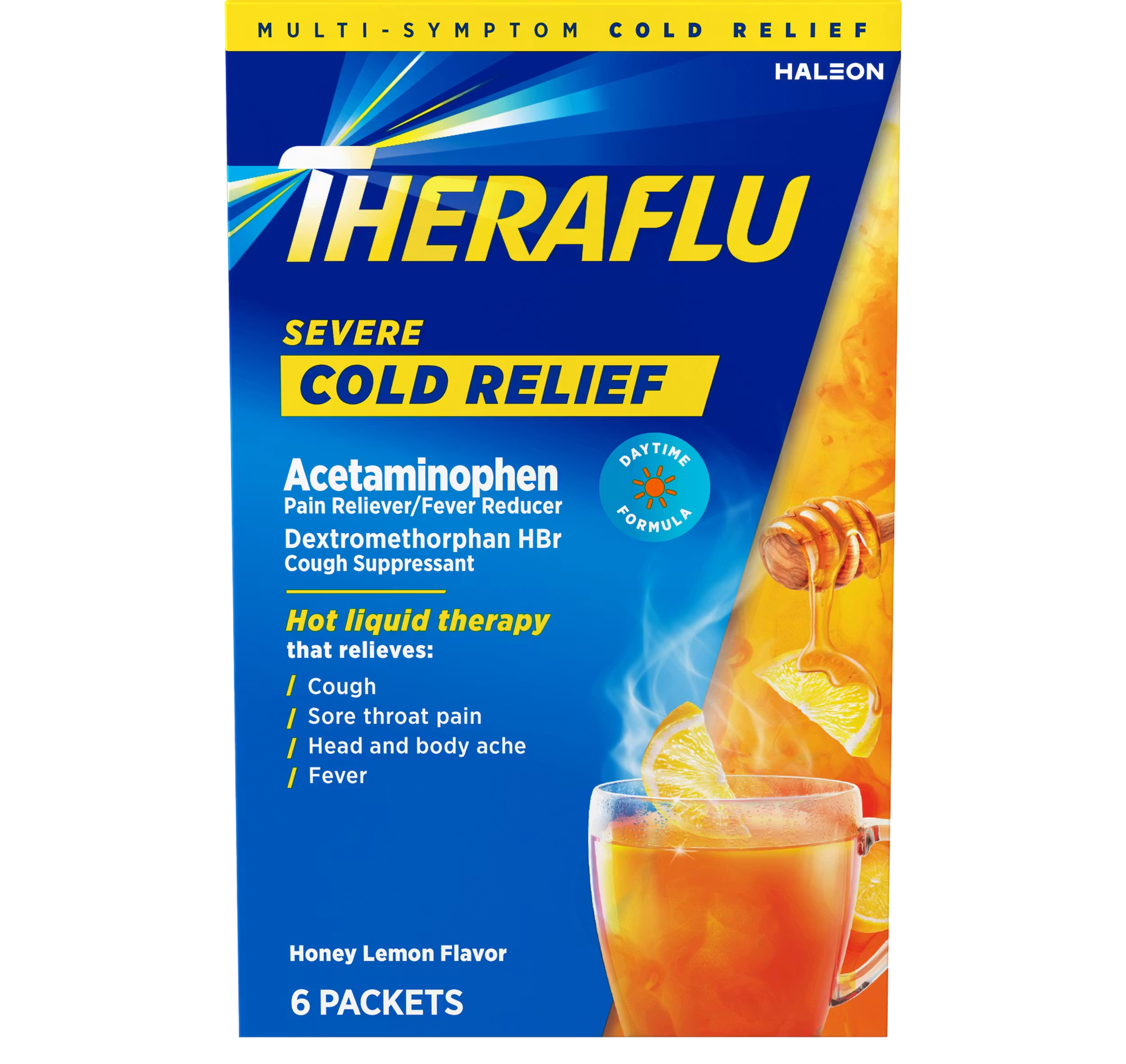 Daytime Severe Cold Relief Honey Lemon Flavor Hot Liquid Powder