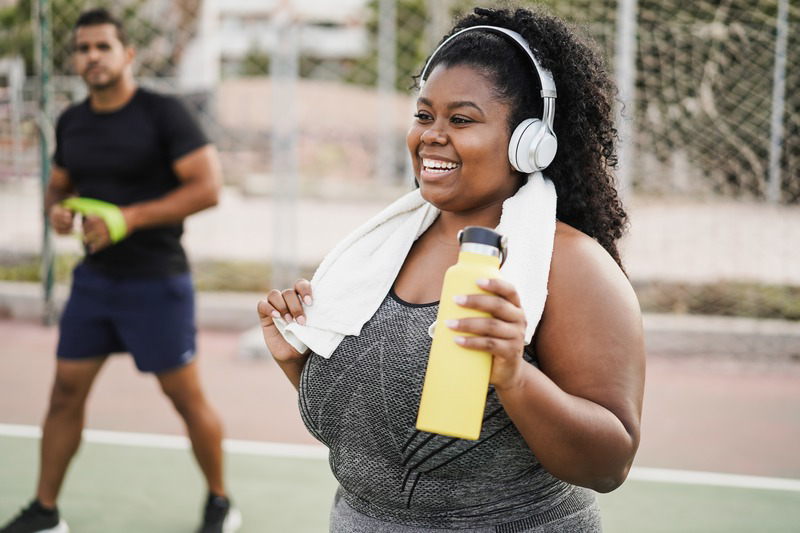Woman smiling after a morning workout