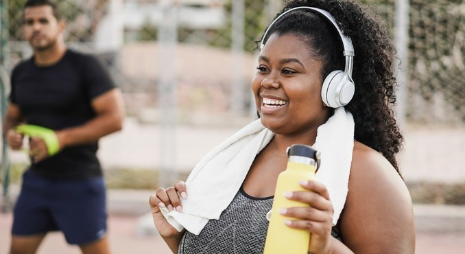 Woman smiling after a morning workout